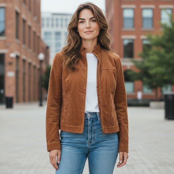 Lafayette 148 New York Jackets & Blazers - Lafayette 148 New York Women's Chestnut Brown Corduroy Zip Jacket